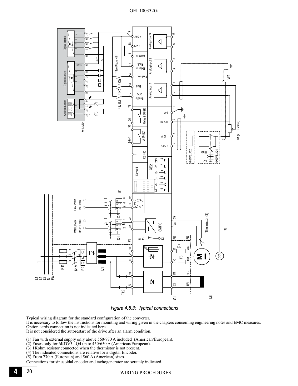 Figure 4.8.3: typical connections | GE Industrial Solutions DV-300 DC Drive Users Manual User Manual | Page 64 / 488