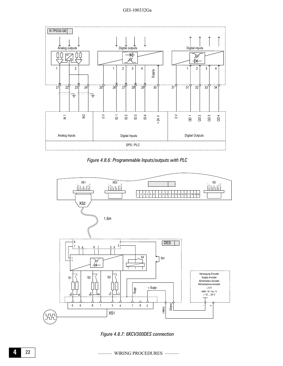 Figure 4.8.6: programmable inputs/outputs with plc, Figure 4.8.7: 6kcv300des connection | GE Industrial Solutions DV-300 DC Drive Users Manual User Manual | Page 66 / 488