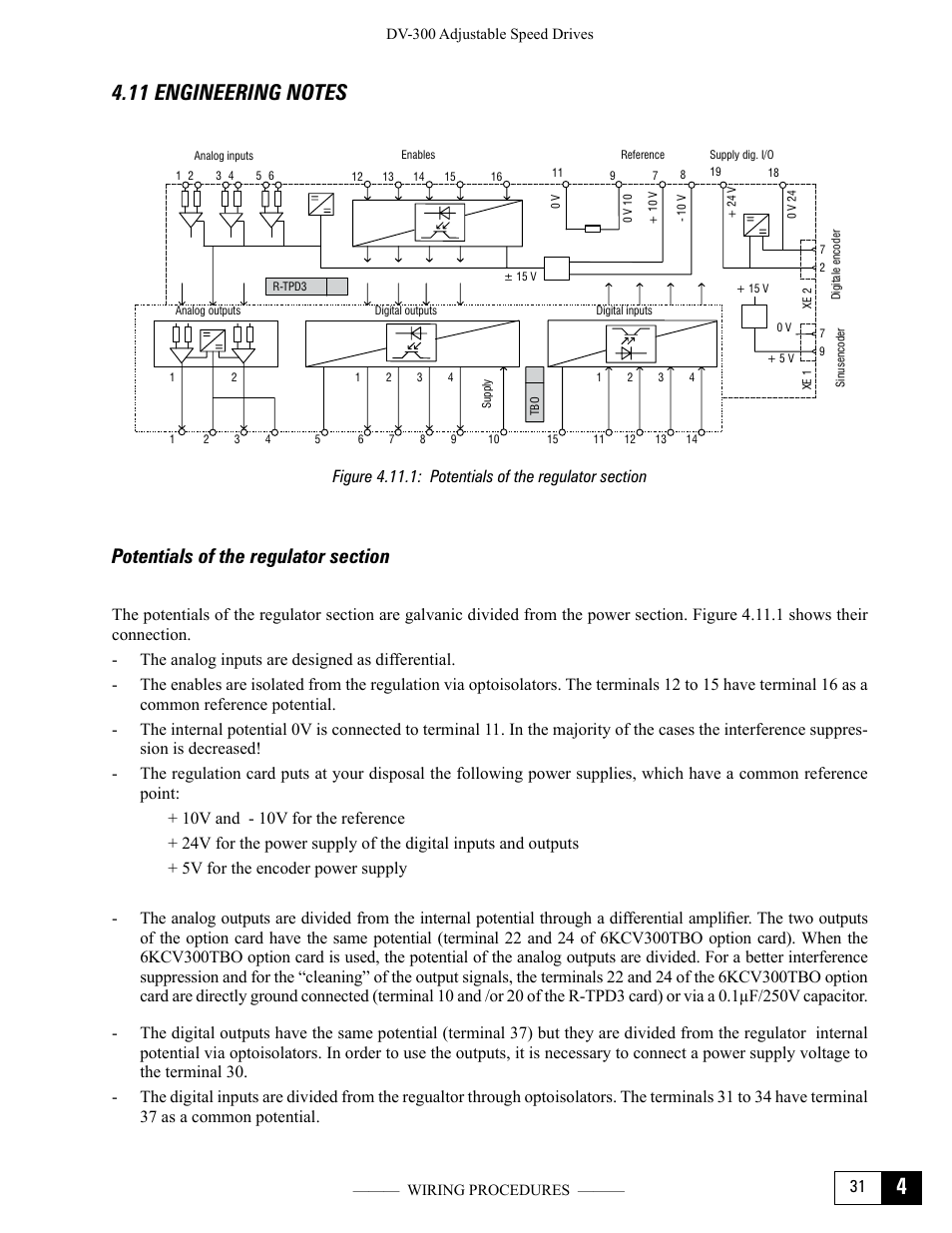 11 engineering notes, Potentials of the regulator section, Figure 4.11.1: potentials of the regulator section | GE Industrial Solutions DV-300 DC Drive Users Manual User Manual | Page 75 / 488