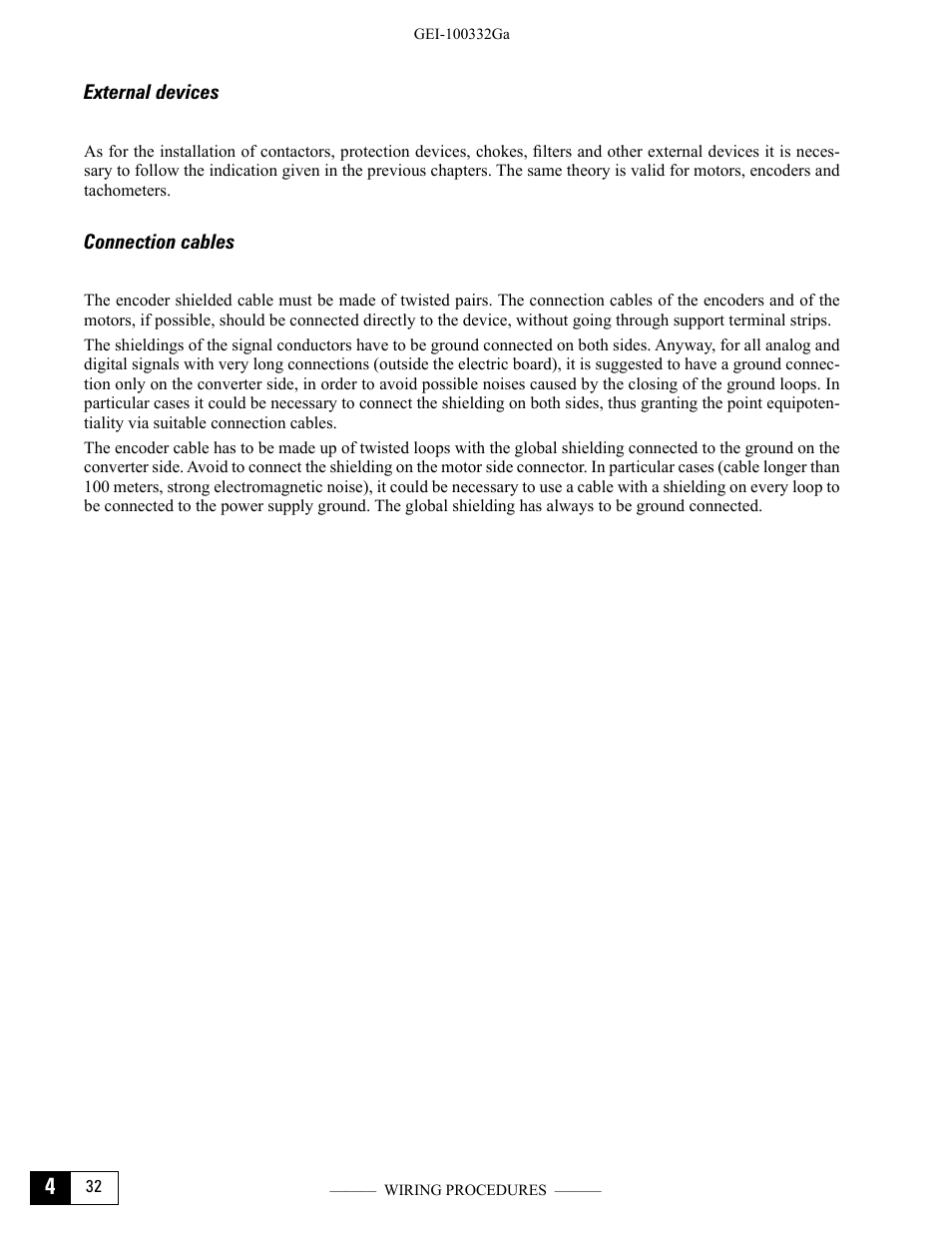 External devices, Connection cables, External devices connection cables | GE Industrial Solutions DV-300 DC Drive Users Manual User Manual | Page 76 / 488