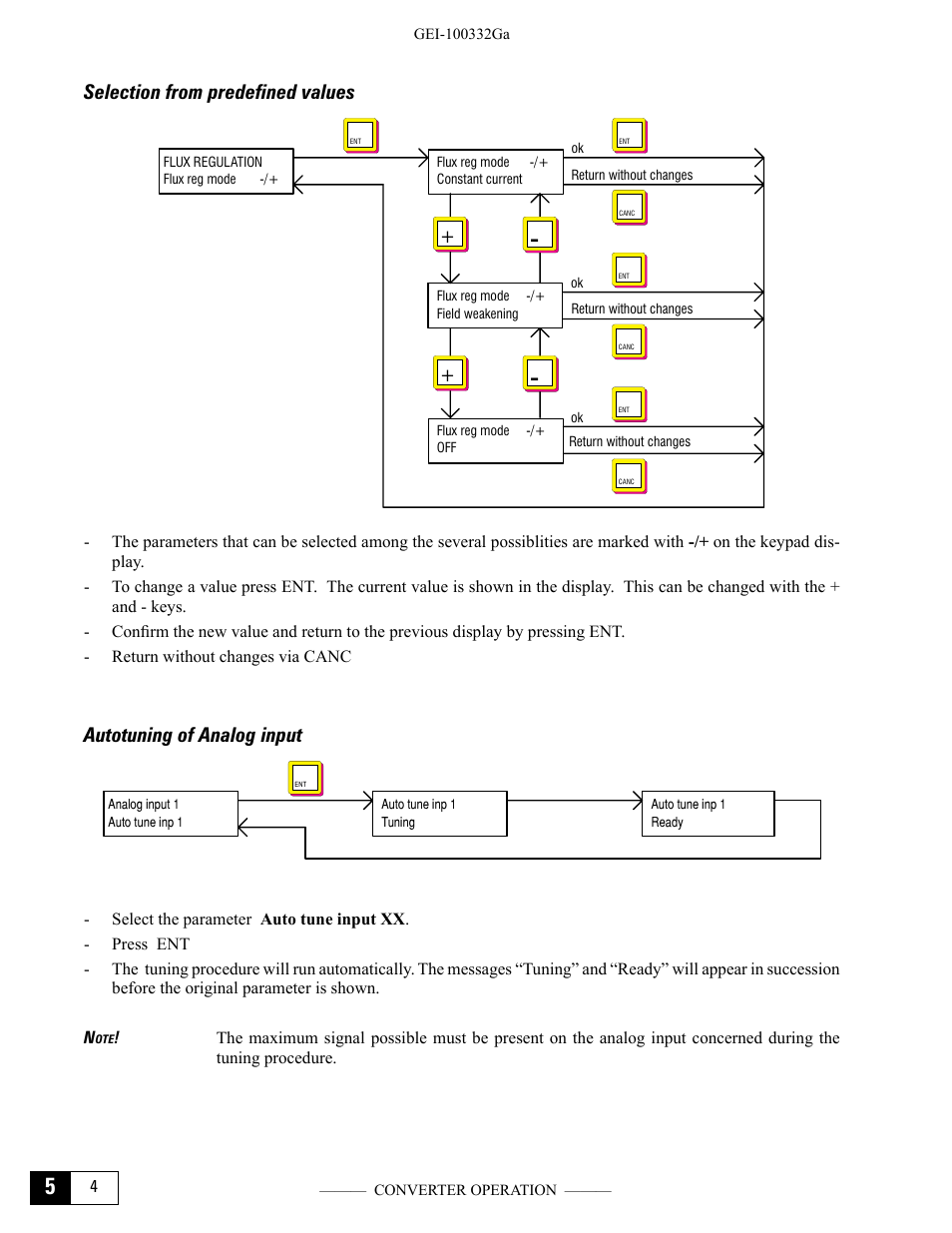 Selection from predefined values, Autotuning of analog input | GE Industrial Solutions DV-300 DC Drive Users Manual User Manual | Page 80 / 488