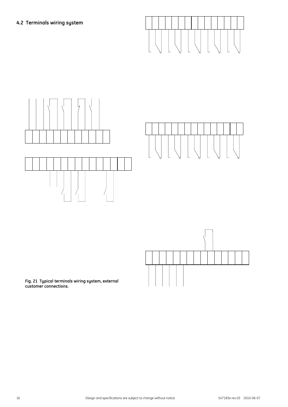 2 terminals wiring system | GE Industrial Solutions GERAPID 2607, 4207, 6007, 8007 with arc chutes 1X2, 1X4, 2X2, 2X3, 2X4 User Manual | Page 16 / 60