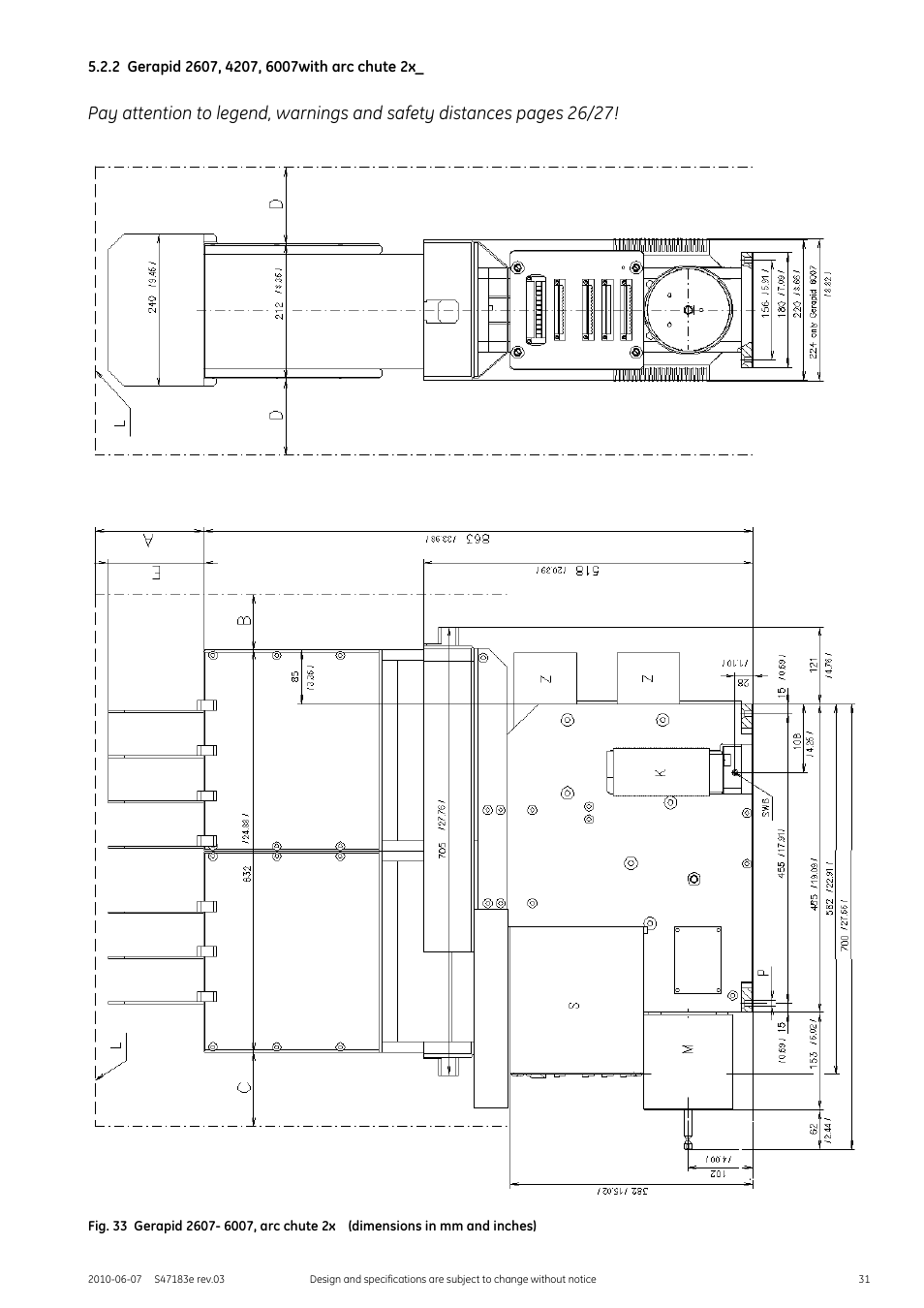 2 gerapid 2607, 4207, 6007with arc chute 2x | GE Industrial Solutions GERAPID 2607, 4207, 6007, 8007 with arc chutes 1X2, 1X4, 2X2, 2X3, 2X4 User Manual | Page 31 / 60