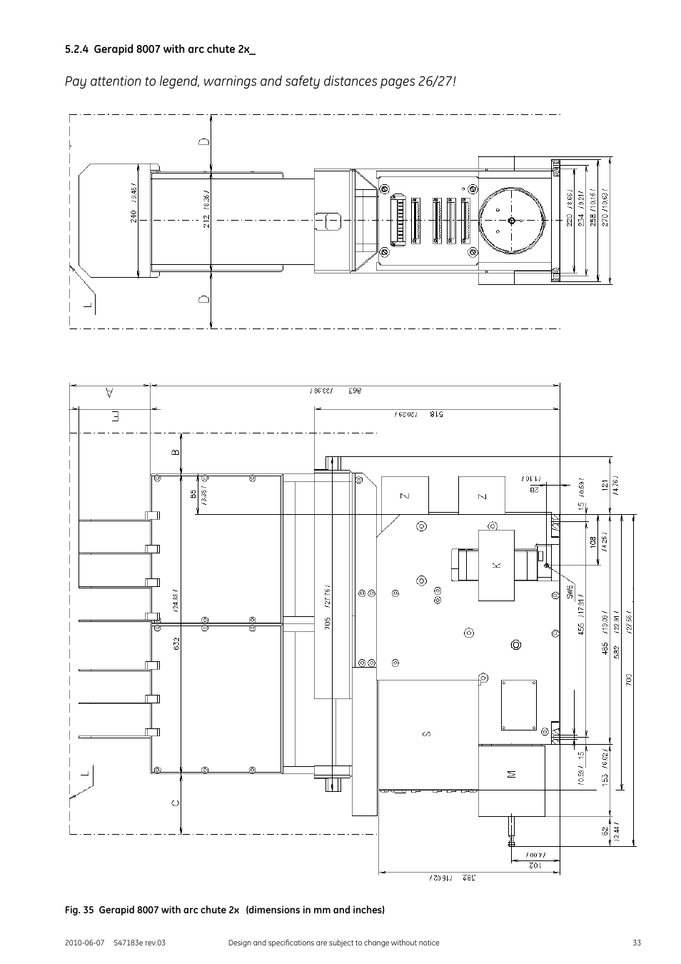 4 gerapid 8007 with arc chute 2x | GE Industrial Solutions GERAPID 2607, 4207, 6007, 8007 with arc chutes 1X2, 1X4, 2X2, 2X3, 2X4 User Manual | Page 33 / 60