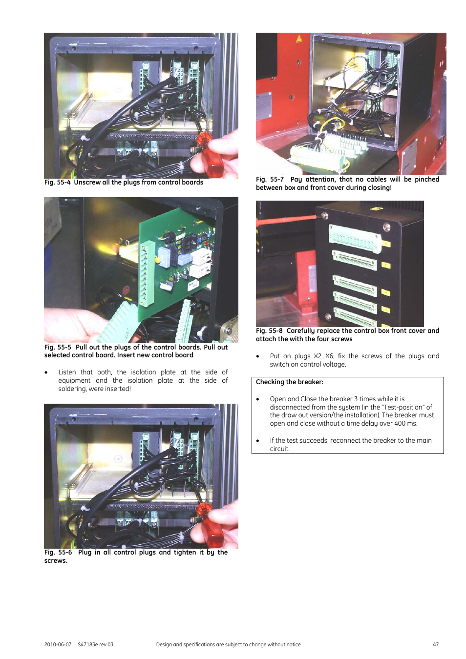GE Industrial Solutions GERAPID 2607, 4207, 6007, 8007 with arc chutes 1X2, 1X4, 2X2, 2X3, 2X4 User Manual | Page 47 / 60