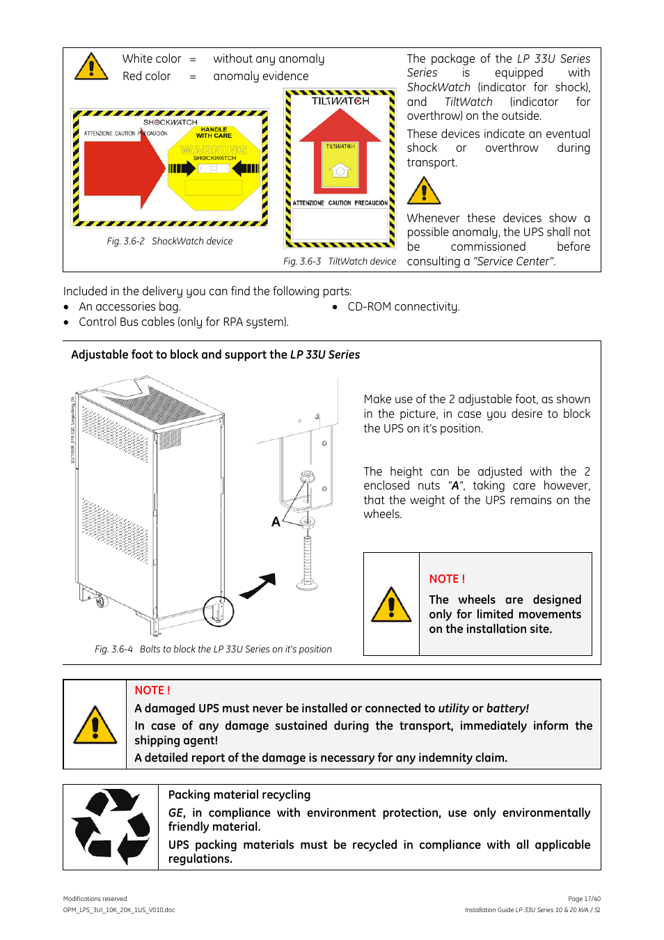 GE Industrial Solutions LP 33U Series 10 & 20 kVA Installation Guide User Manual | Page 17 / 40