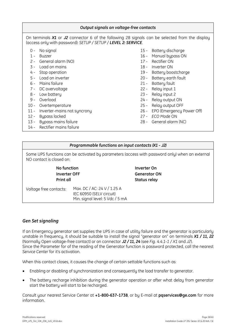 GE Industrial Solutions LP 33U Series 10 & 20 kVA Installation Guide User Manual | Page 38 / 40