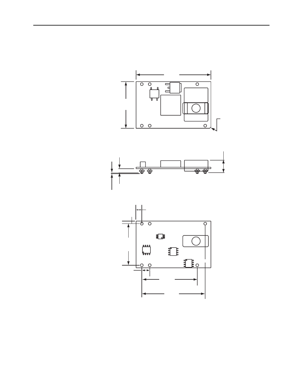 Top view side view bottom view | GE Industrial Solutions HW006-010-012 Series User Manual | Page 20 / 23