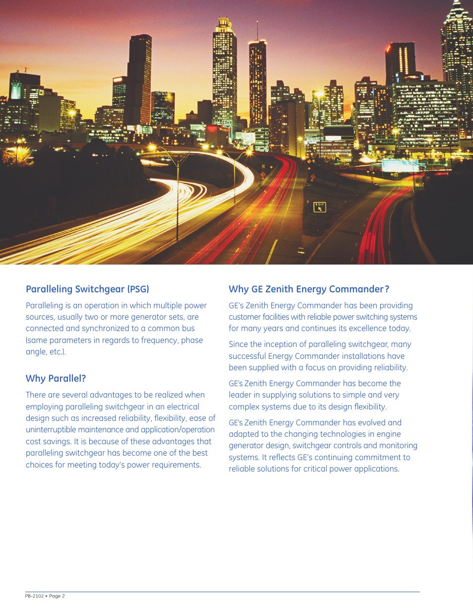 Paralleling switchgear, Why parallel, Zenith energy commander | GE Industrial Solutions Zenith - Energy Commander Paralleling Switchgear (PSG) User Manual | Page 2 / 8