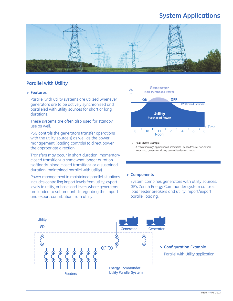 System applications, Parallel with utility | GE Industrial Solutions Zenith - Energy Commander Paralleling Switchgear (PSG) User Manual | Page 7 / 8