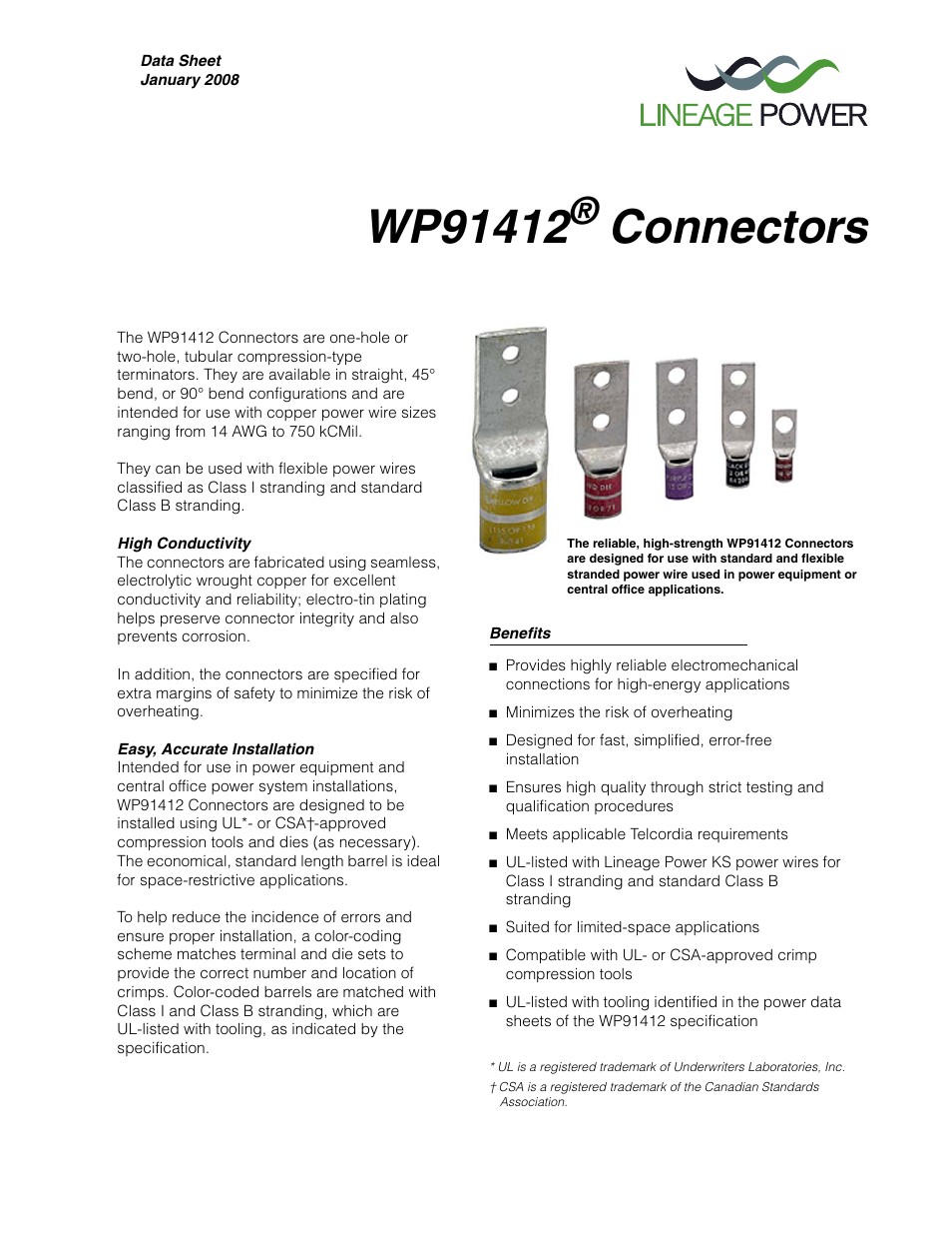 GE Industrial Solutions WP91412 Connectors User Manual | 8 pages