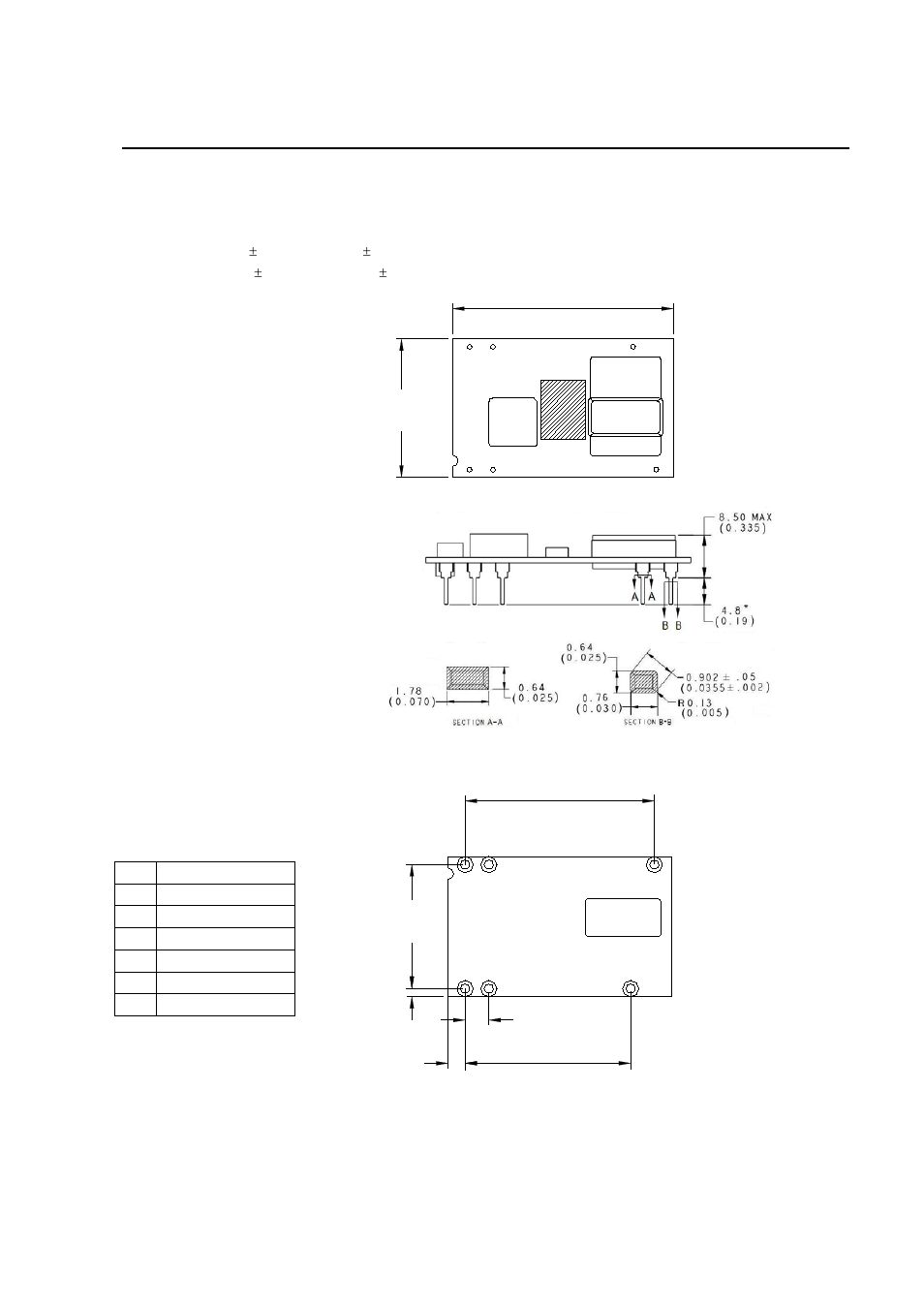 Mechanical outline for hw/hc through hole module | GE Industrial Solutions HW-HC004-005-006 Series User Manual | Page 21 / 28