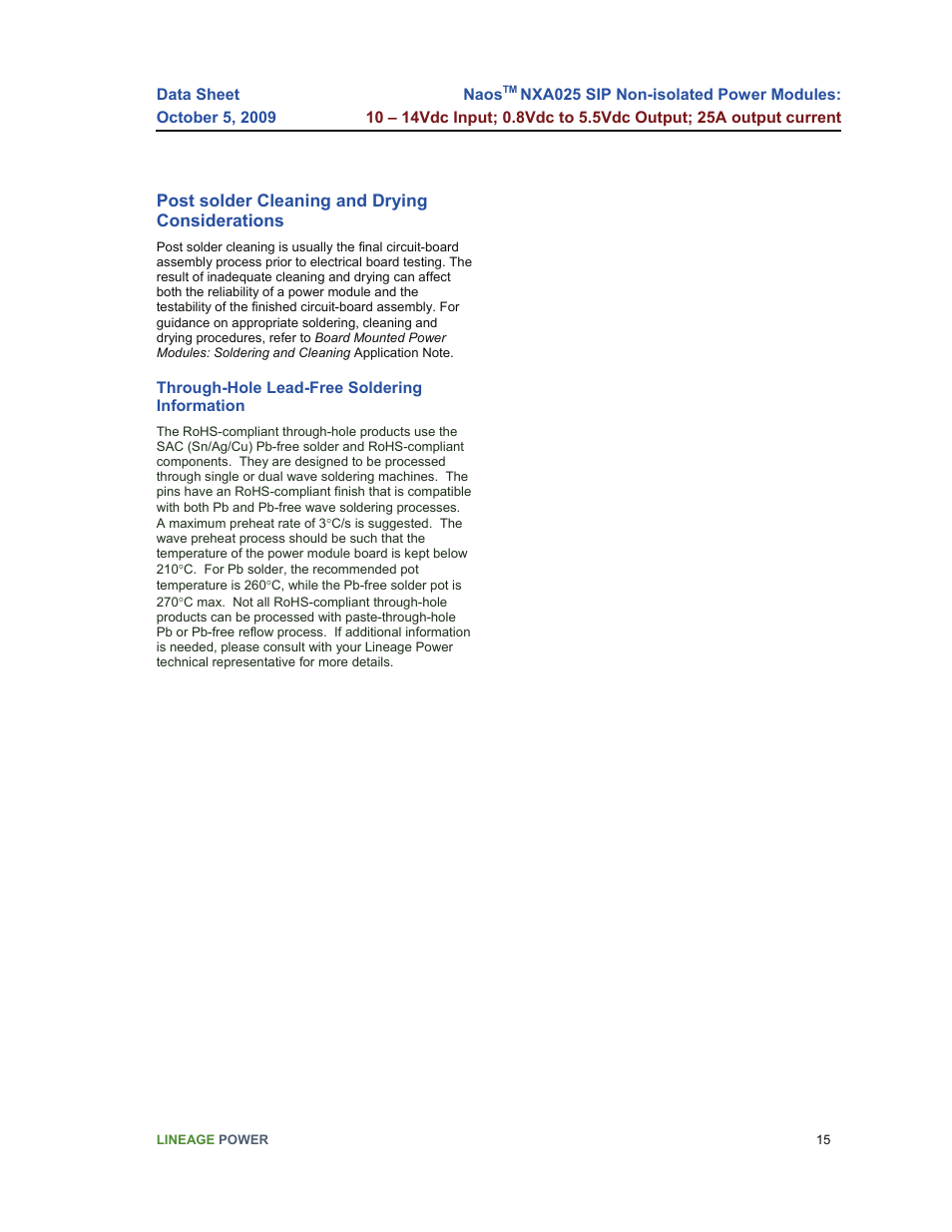 GE Industrial Solutions NaOS NXA025 SIP User Manual | Page 15 / 16