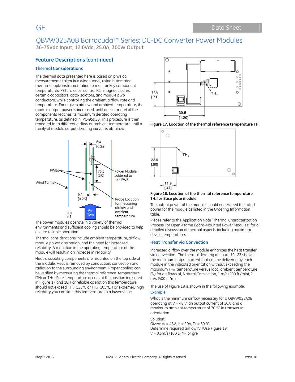 Data sheet, Feature descriptions (continued) | GE Industrial Solutions QBVW025A0B Barracuda Series User Manual | Page 10 / 19