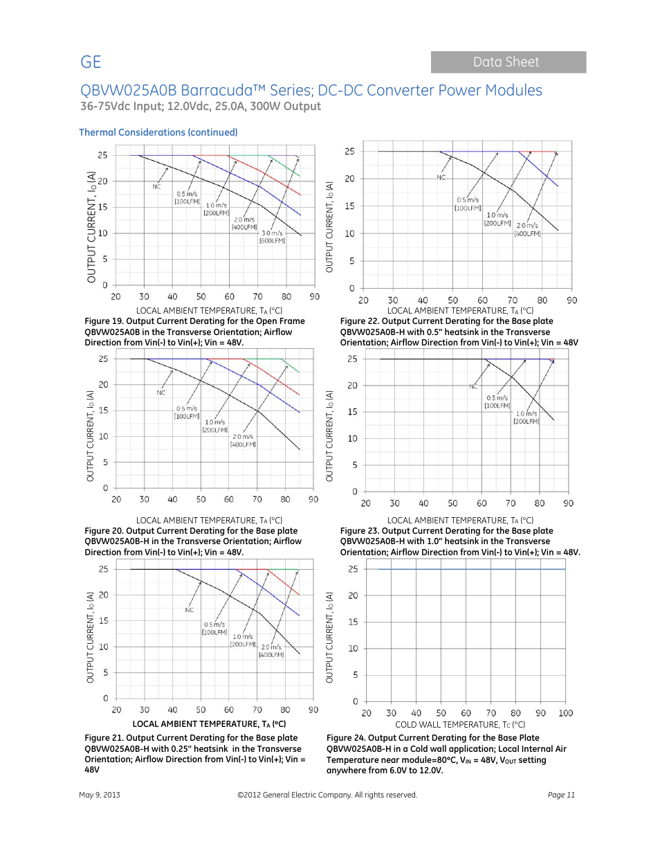 Data sheet | GE Industrial Solutions QBVW025A0B Barracuda Series User Manual | Page 11 / 19