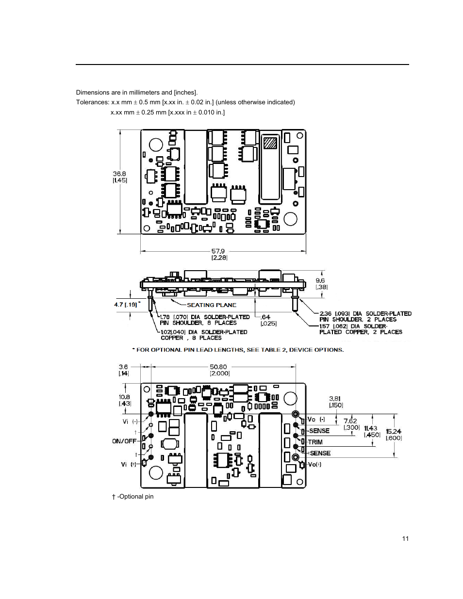 Mechanical outline | GE Industrial Solutions QPW025A0F41_H User Manual | Page 11 / 14