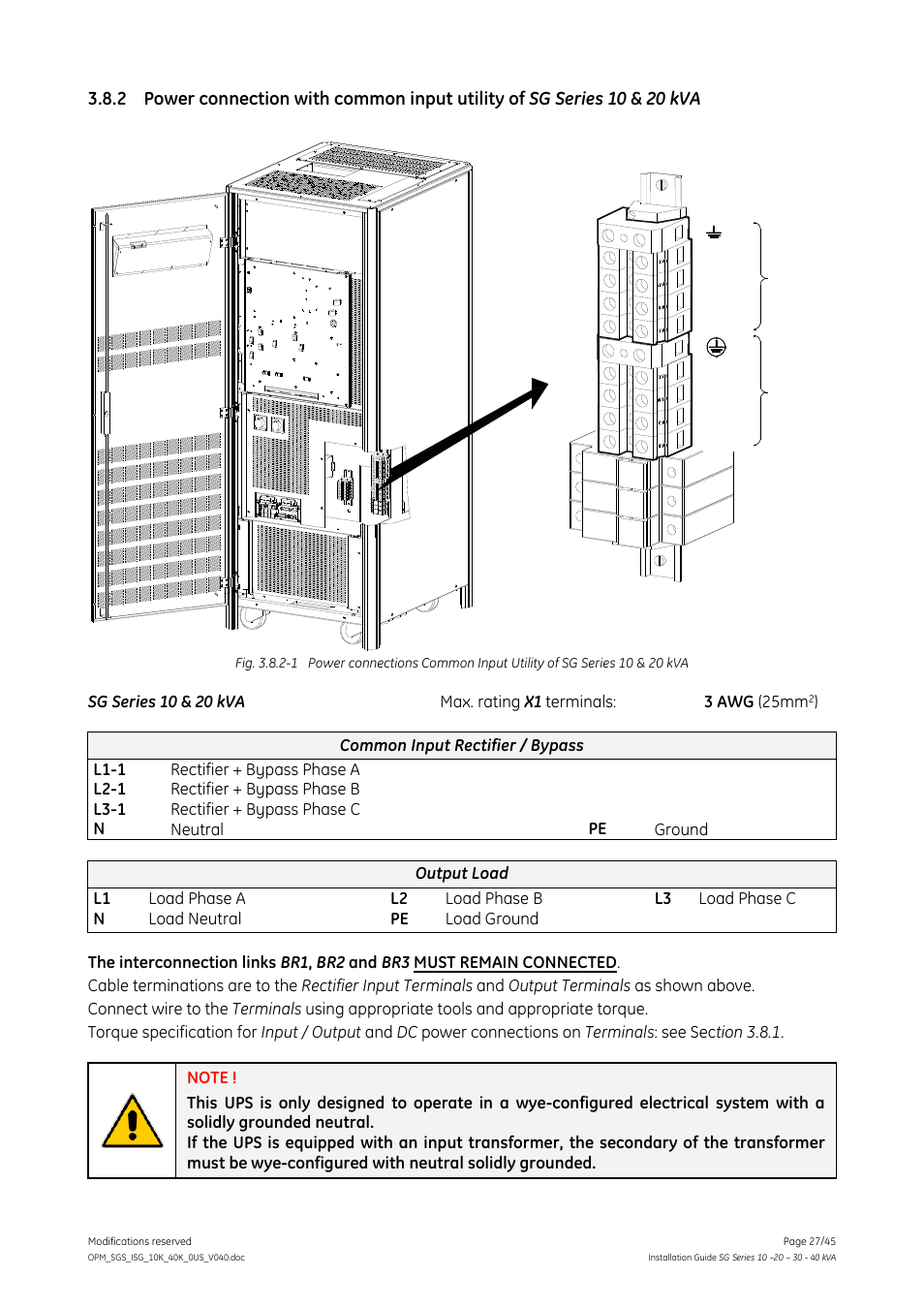 GE Industrial Solutions SG Series 10 – 20 – 30 – 40 kVA Installation Guide User Manual | Page 27 / 45