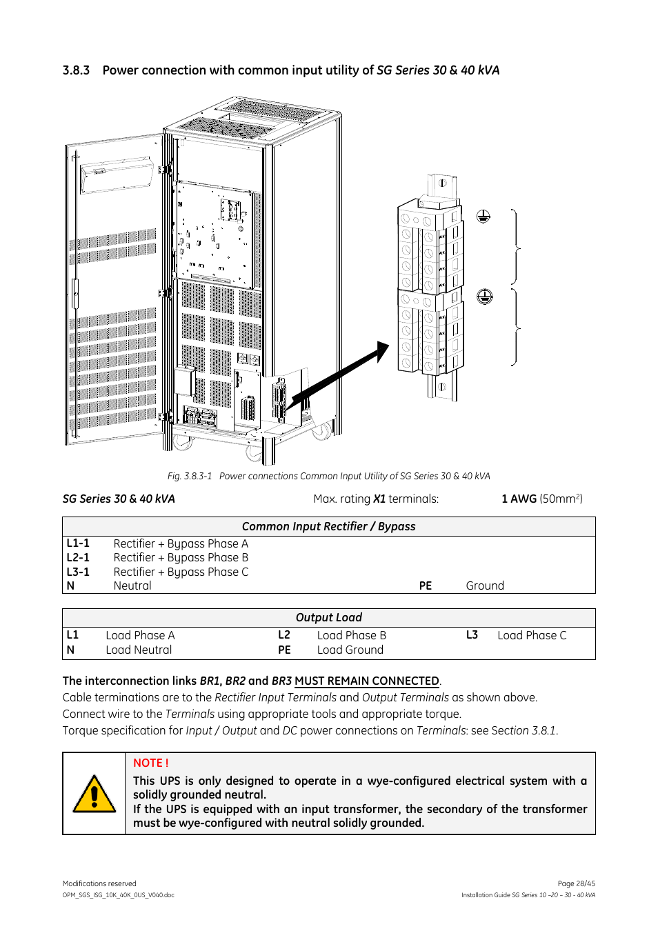GE Industrial Solutions SG Series 10 – 20 – 30 – 40 kVA Installation Guide User Manual | Page 28 / 45