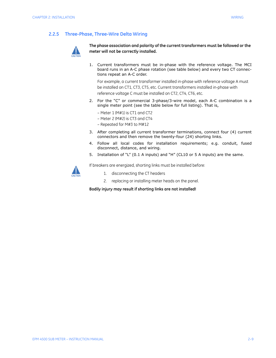 5 three-phase, three-wire delta wiring, Hree, Hase | Elta, Iring | GE Industrial Solutions EPM4500 Submeter User Manual | Page 23 / 74