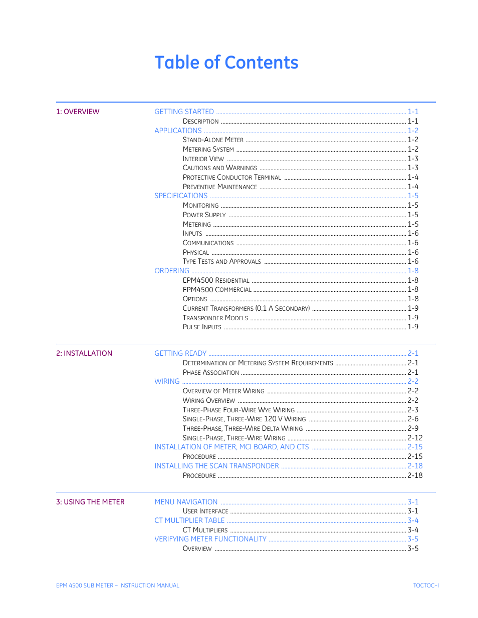 GE Industrial Solutions EPM4500 Submeter User Manual | Page 3 / 74