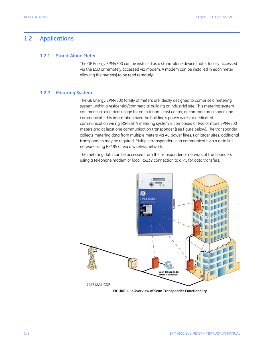 2 applications, 1 stand-alone meter, 2 metering system | Applications -2, Tand, Lone, Eter, Etering, Ystem | GE Industrial Solutions EPM4500 Submeter User Manual | Page 6 / 74