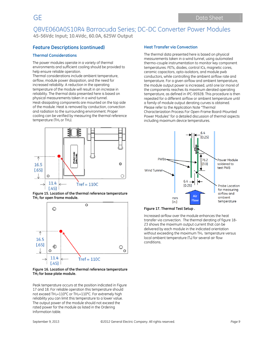 Data sheet, Feature descriptions (continued) | GE Industrial Solutions QBVE060A0S10R4 Barracuda Series User Manual | Page 9 / 17