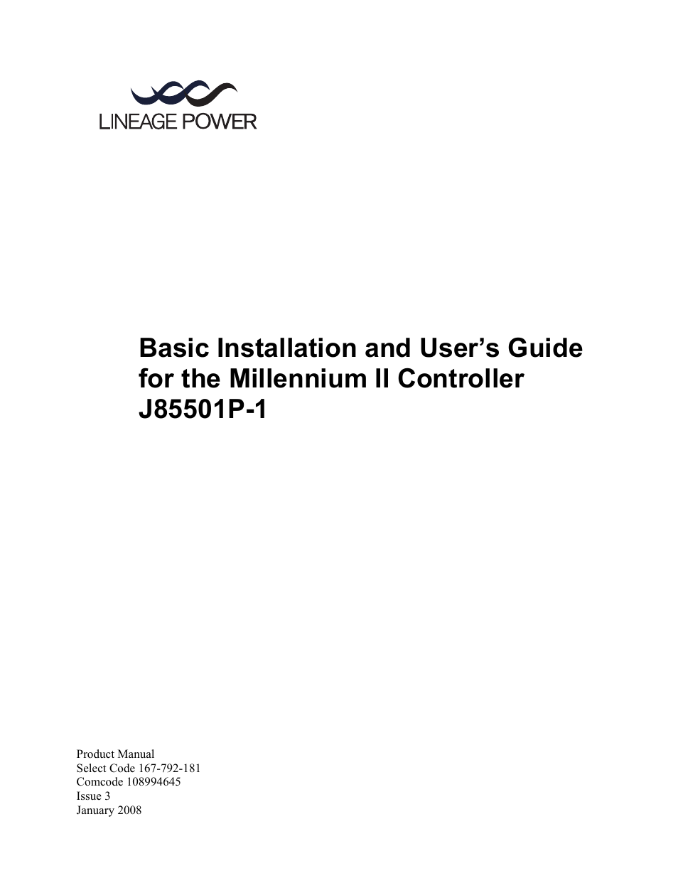 GE Industrial Solutions Millennium II Controller J85501P-1 User Manual | 116 pages