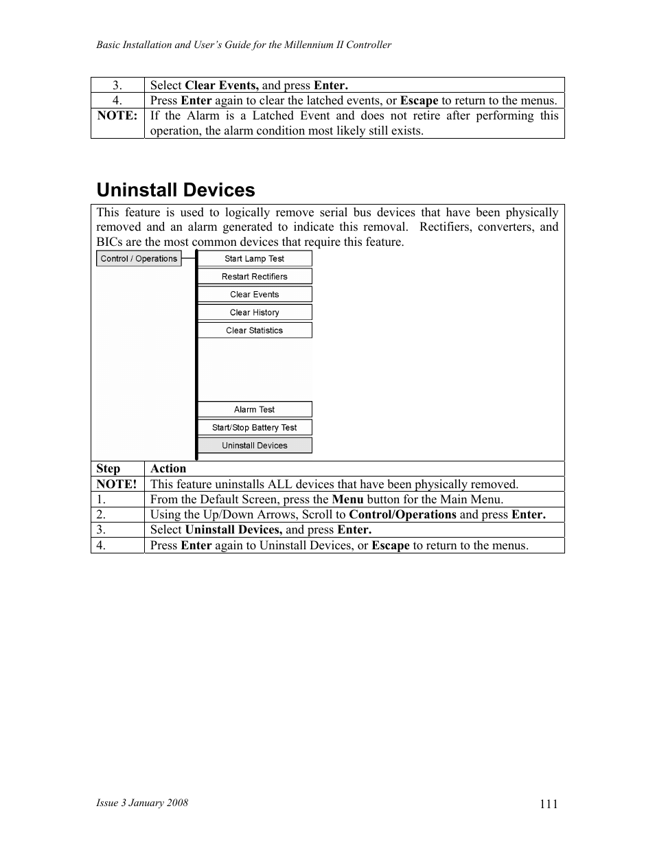 Uninstall devices | GE Industrial Solutions Millennium II Controller J85501P-1 User Manual | Page 111 / 116