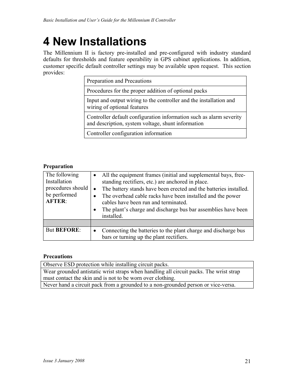 4 new installations | GE Industrial Solutions Millennium II Controller J85501P-1 User Manual | Page 21 / 116