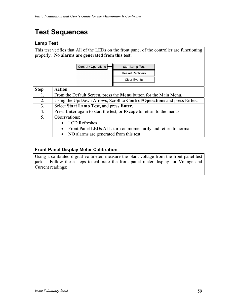Test sequences | GE Industrial Solutions Millennium II Controller J85501P-1 User Manual | Page 59 / 116