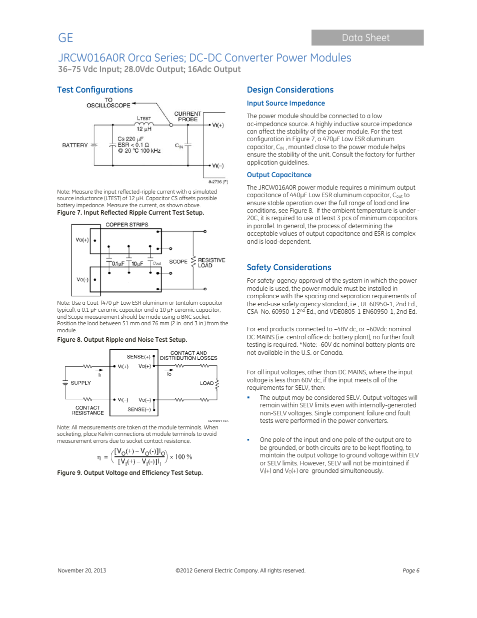 Data sheet | GE Industrial Solutions JRCW016A0R Orca Series User Manual | Page 6 / 15