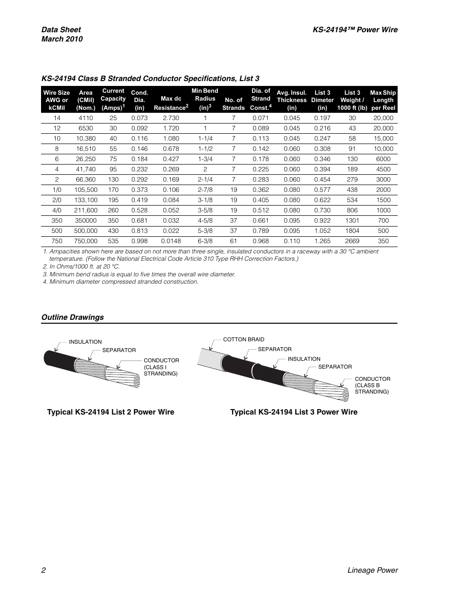 GE Industrial Solutions KS24194 Power Wire User Manual | Page 2 / 5