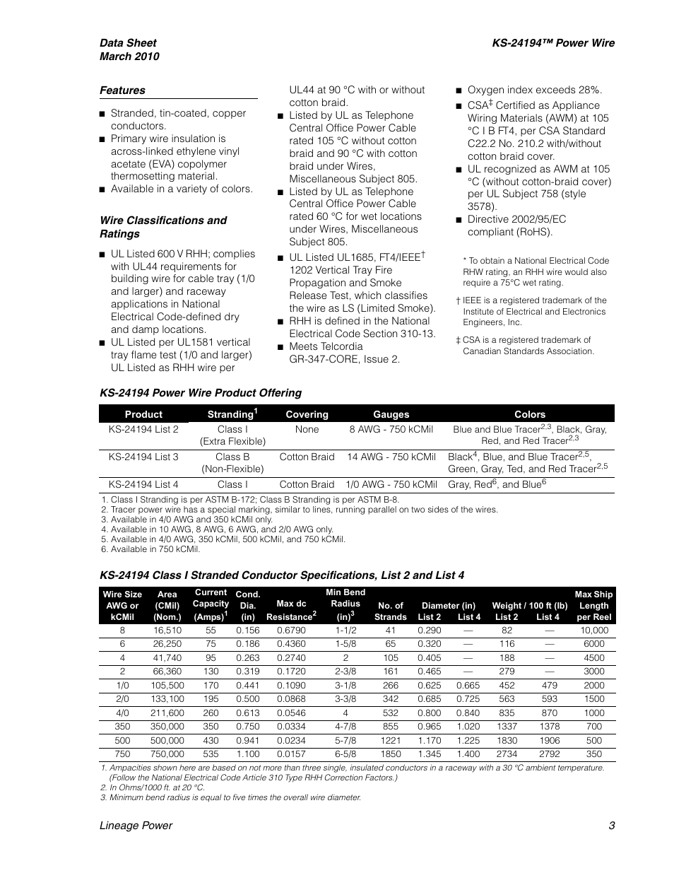GE Industrial Solutions KS24194 Power Wire User Manual | Page 3 / 5