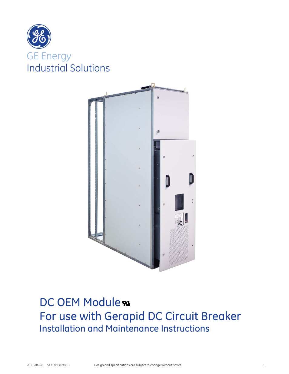 GE Industrial Solutions DC OEM Module For use with Gerapid DC Circuit Breaker User Manual | 49 pages