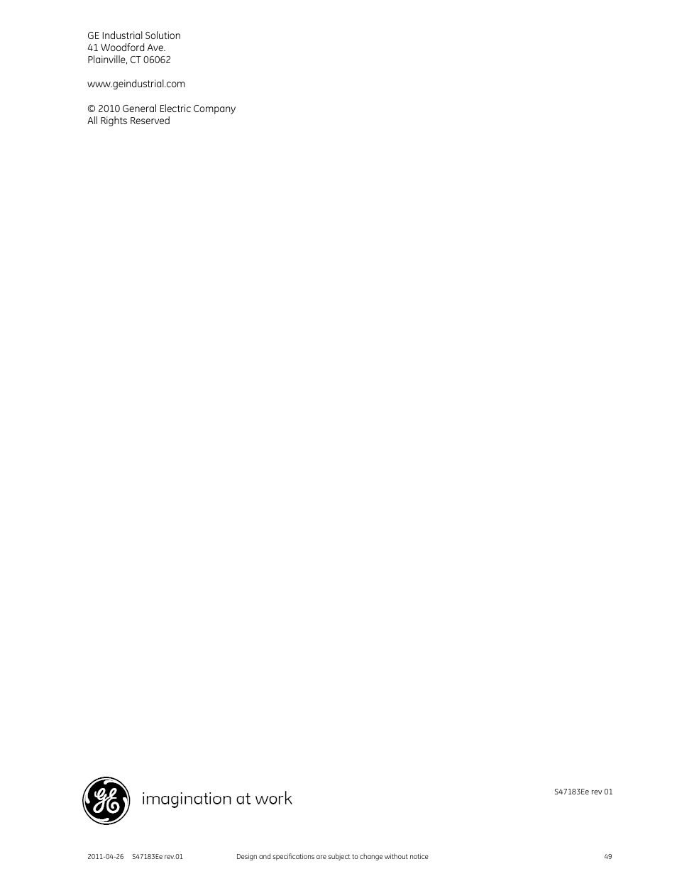 GE Industrial Solutions DC OEM Module For use with Gerapid DC Circuit Breaker User Manual | Page 49 / 49