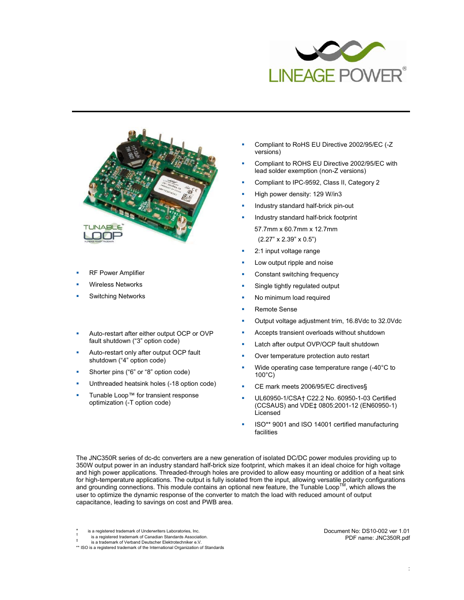 GE Industrial Solutions JNC350R Series User Manual | 16 pages