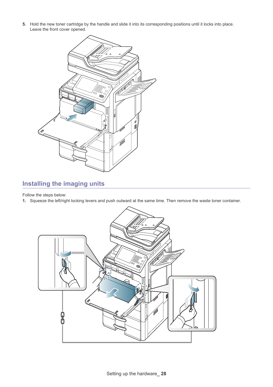 Installing the imaging units | Samsung CLX-9250ND User Manual | Page 29 / 69