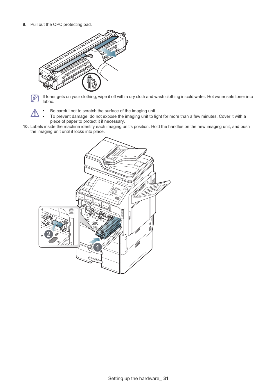 Setting up the hardware _ 31 | Samsung CLX-9250ND User Manual | Page 32 / 69