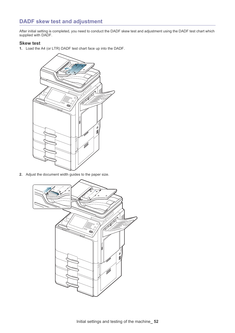 Dadf skew test and adjustment, Skew test | Samsung CLX-9250ND User Manual | Page 53 / 69