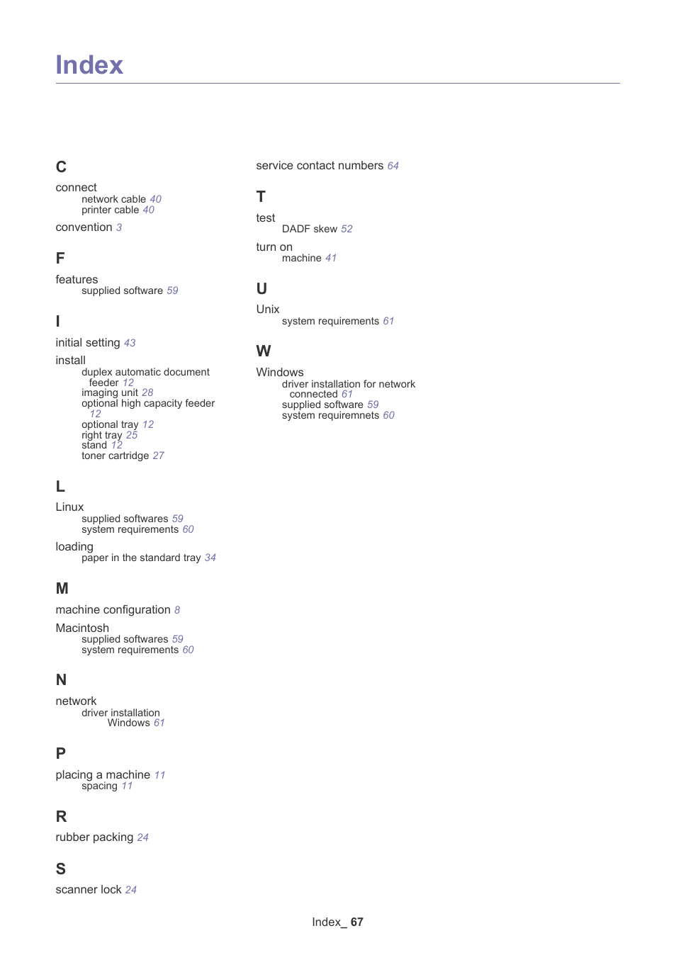 Index | Samsung CLX-9250ND User Manual | Page 68 / 69