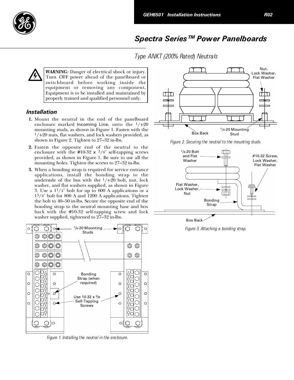 GE Industrial Solutions Spectra Series Power Panelboards ANKT (200% Rated) Neutrals User Manual | 2 pages