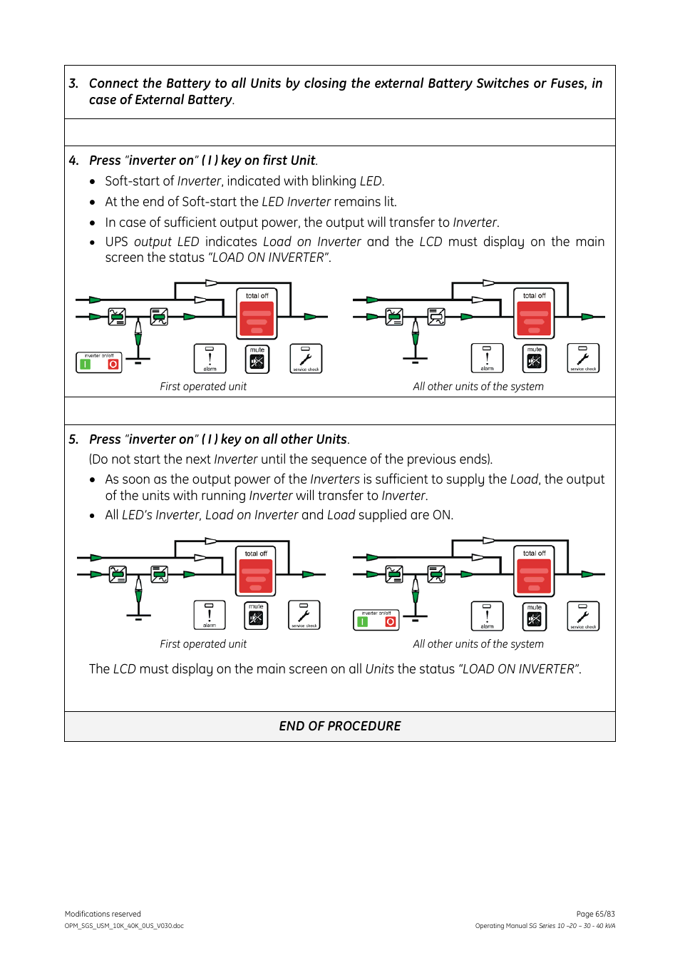 GE Industrial Solutions SG Series 10 – 20 – 30 – 40 kVA Operating Manual User Manual | Page 65 / 83