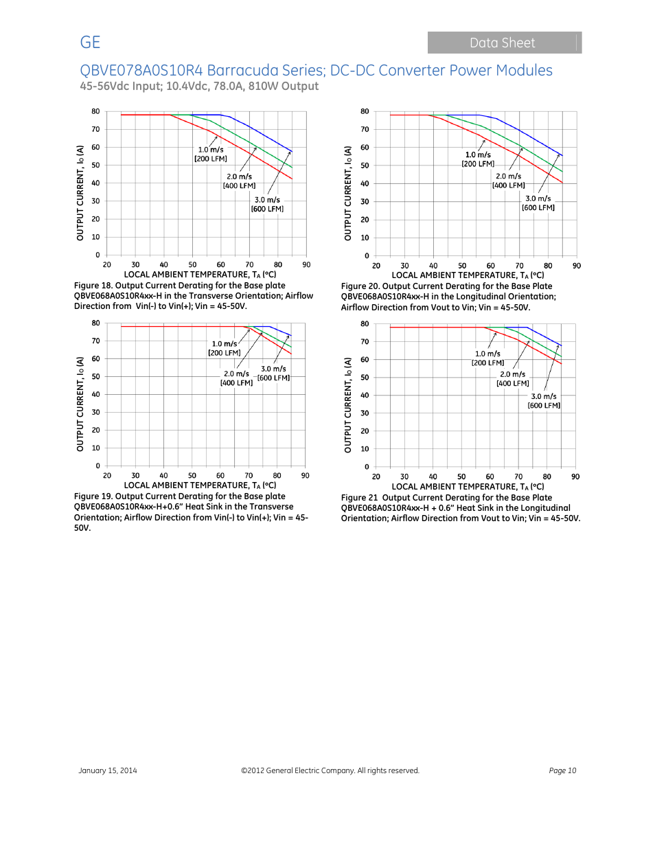 Data sheet | GE Industrial Solutions QBVE078A0S10R4 Barracuda Series User Manual | Page 10 / 17