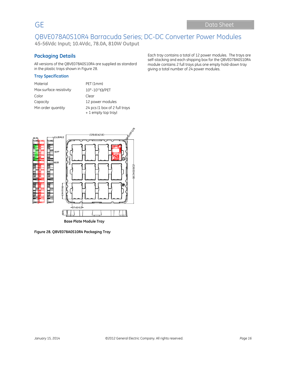 Data sheet | GE Industrial Solutions QBVE078A0S10R4 Barracuda Series User Manual | Page 16 / 17