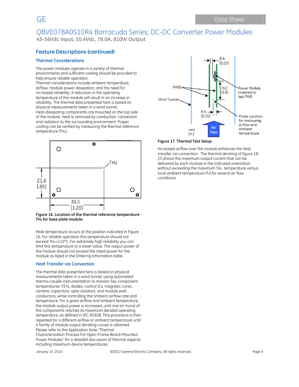 Data sheet | GE Industrial Solutions QBVE078A0S10R4 Barracuda Series User Manual | Page 9 / 17