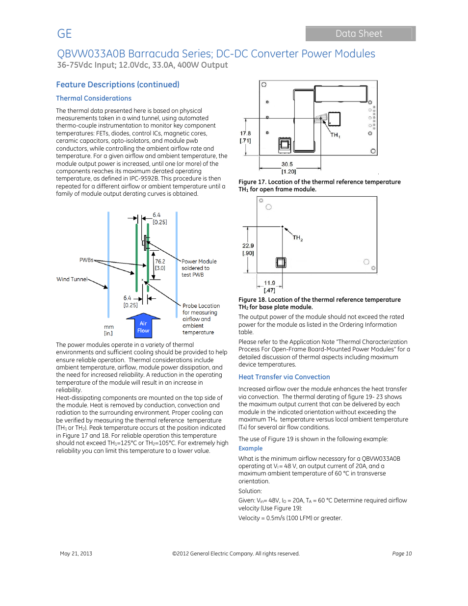 Data sheet, Feature descriptions (continued) | GE Industrial Solutions QBVW033A0B Barracuda Series User Manual | Page 10 / 19