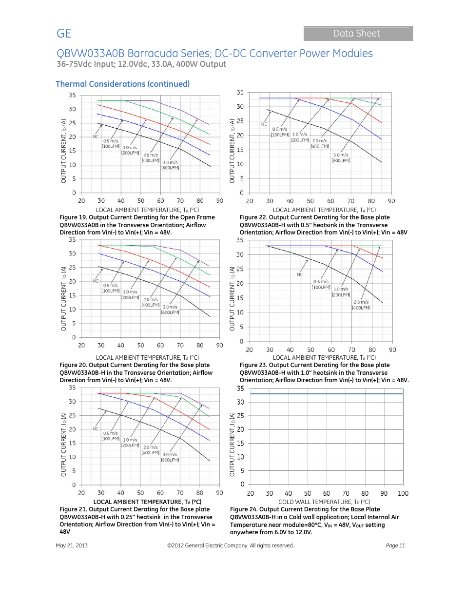 Data sheet | GE Industrial Solutions QBVW033A0B Barracuda Series User Manual | Page 11 / 19