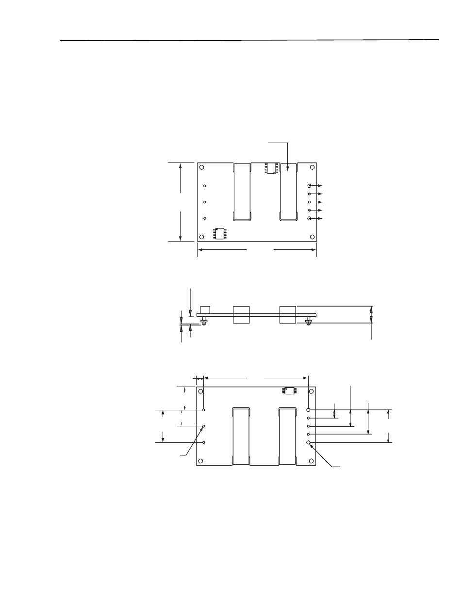 Side view top view bottom view | GE Industrial Solutions QW010-015-020 Series User Manual | Page 20 / 24