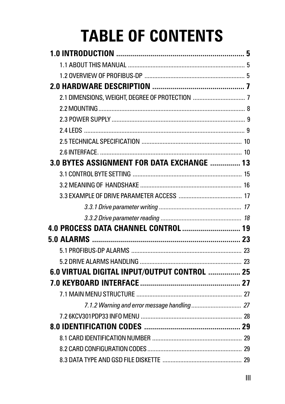 GE Industrial Solutions 6KCV301PDP33 Profibus - DP Bus for AV300i User Manual | Page 3 / 32