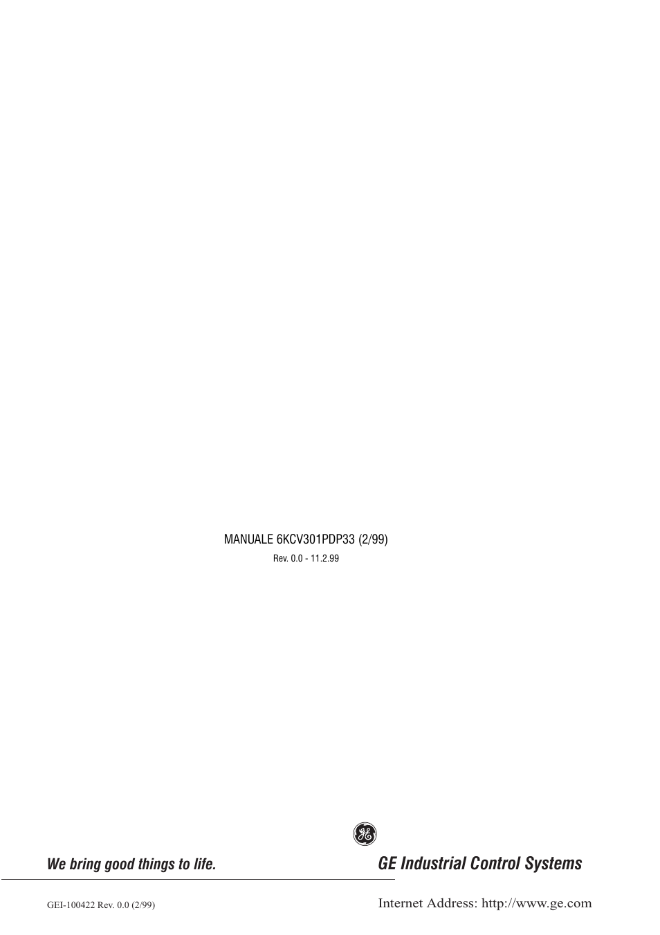Ge industrial control systems | GE Industrial Solutions 6KCV301PDP33 Profibus - DP Bus for AV300i User Manual | Page 32 / 32